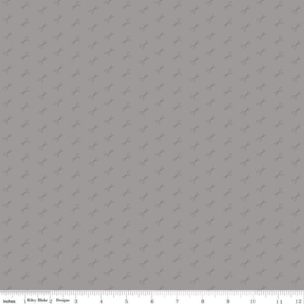 Riley Blake Fabric - Scissors Tone On Tone - Gray - The Quilting Engineer